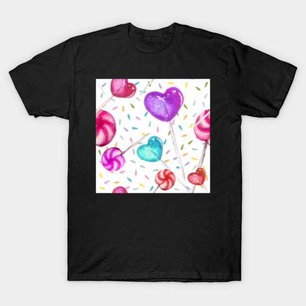 Lollipop Pattern White T-Shirt by ArtInPi